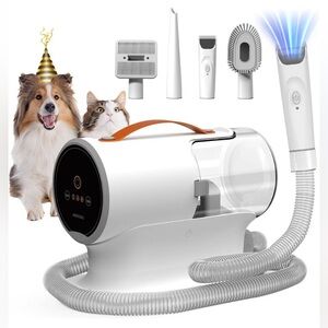 AIRROBO Dog Hair Vacuum & Dog Grooming Kit, 12000Pa Strong Pet Grooming Vacuum